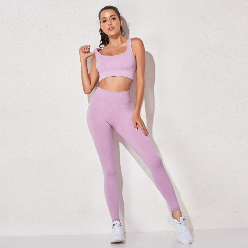 Women's Seamless Yoga Set | High-Waist Leggings & Padded Sports Bra