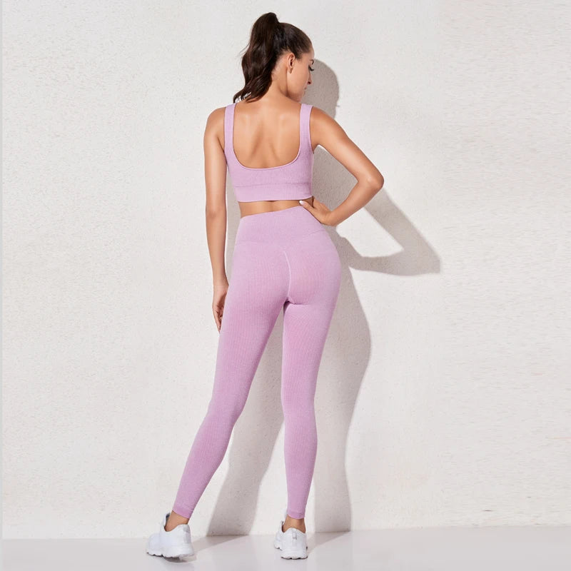 Women's Seamless Yoga Set | High-Waist Leggings & Padded Sports Bra