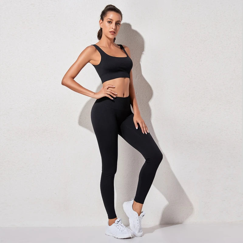 Women's Seamless Yoga Set | High-Waist Leggings & Padded Sports Bra