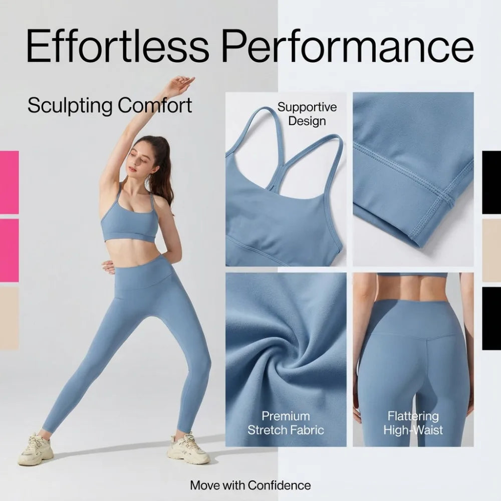 Activewear Set 2-Piece: Sports Bra & High Waist Leggings, Workout Outfit for Yoga, Running, Fitness & Gym Clothing for Women’s