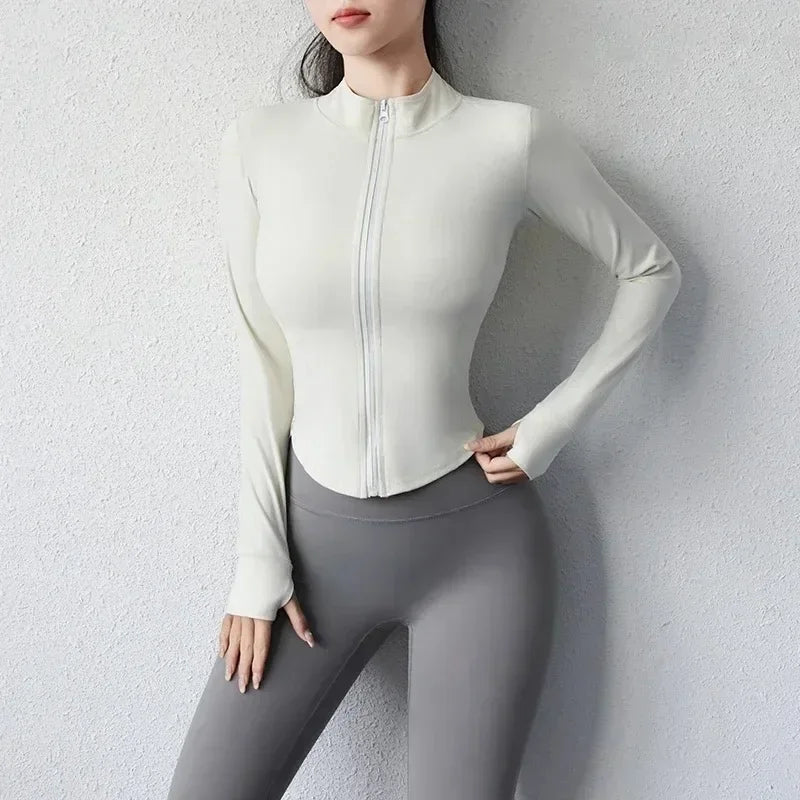 Women's Quick-Dry Yoga Zip Jacket | Slim Fit Long Sleeve Training Top