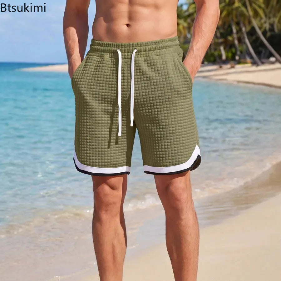 Men's Waffle Weave Athletic Shorts – Breathable Casual Fit