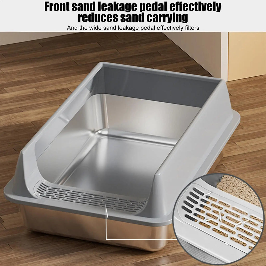 Deepened Semi-Enclosed Cat Litter Box | Splashproof with Scoop & Odor Control
