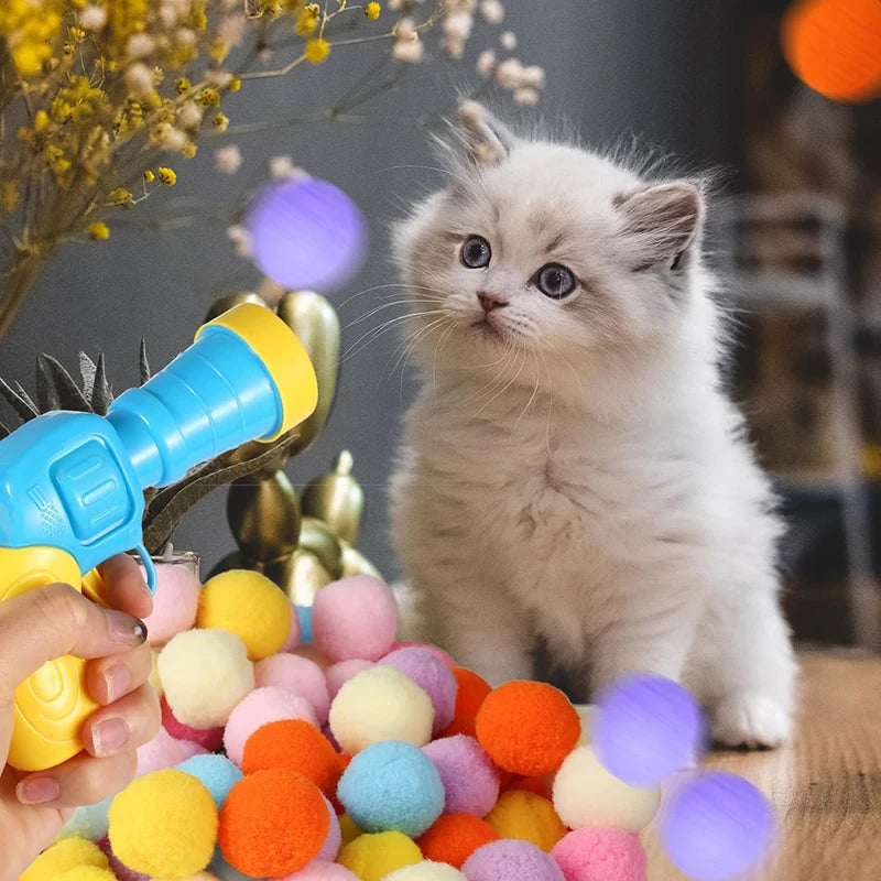 Cat Ball Launcher Toy | Interactive Mini Shooting Gun with Plush Balls