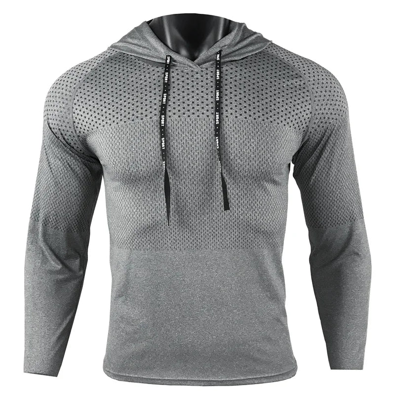 Men's Long Sleeve Workout Hoodie | Fitness & Running Sweatshirt
