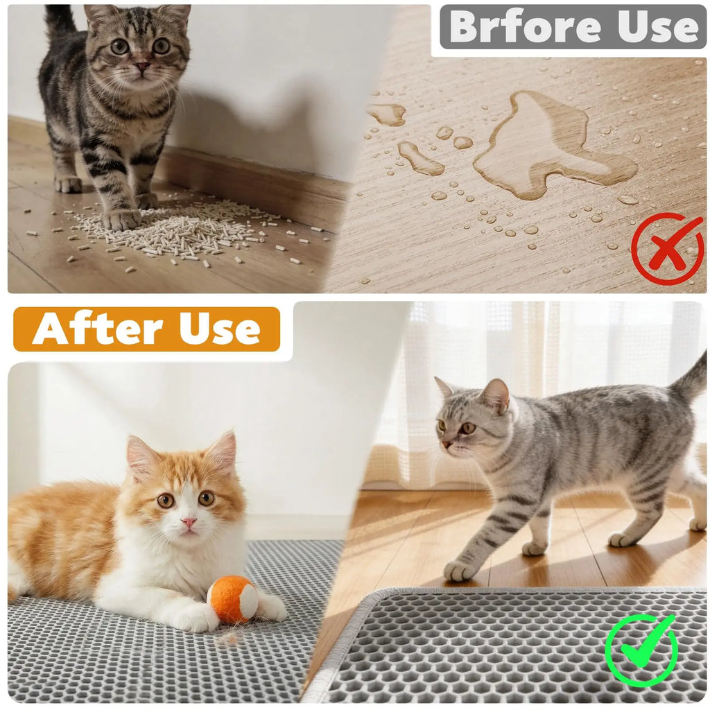Double-Layer Honeycomb Cat Litter Mat | Waterproof, Non-Slip & Easy to Clean