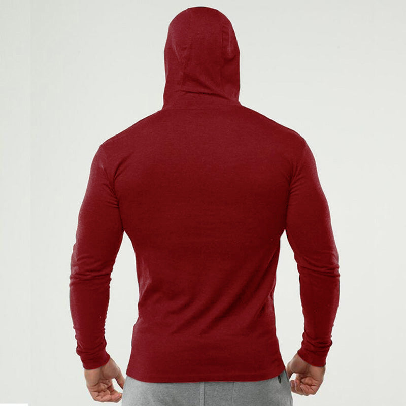 Men's Long Sleeve Gym Hoodie T-Shirt | Bodybuilding & Workout Top