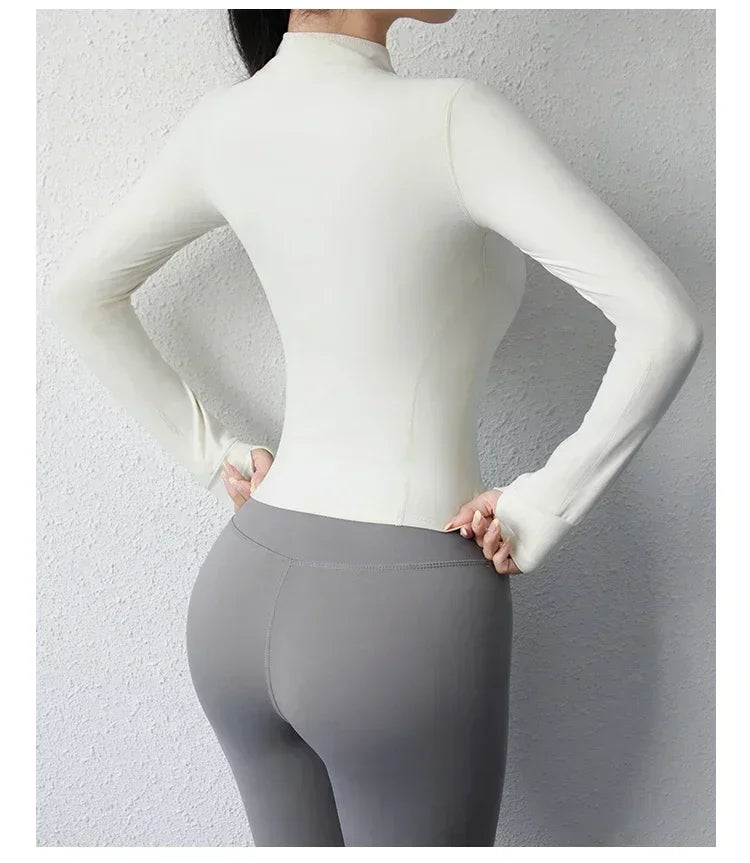 Women's Quick-Dry Yoga Zip Jacket | Slim Fit Long Sleeve Training Top