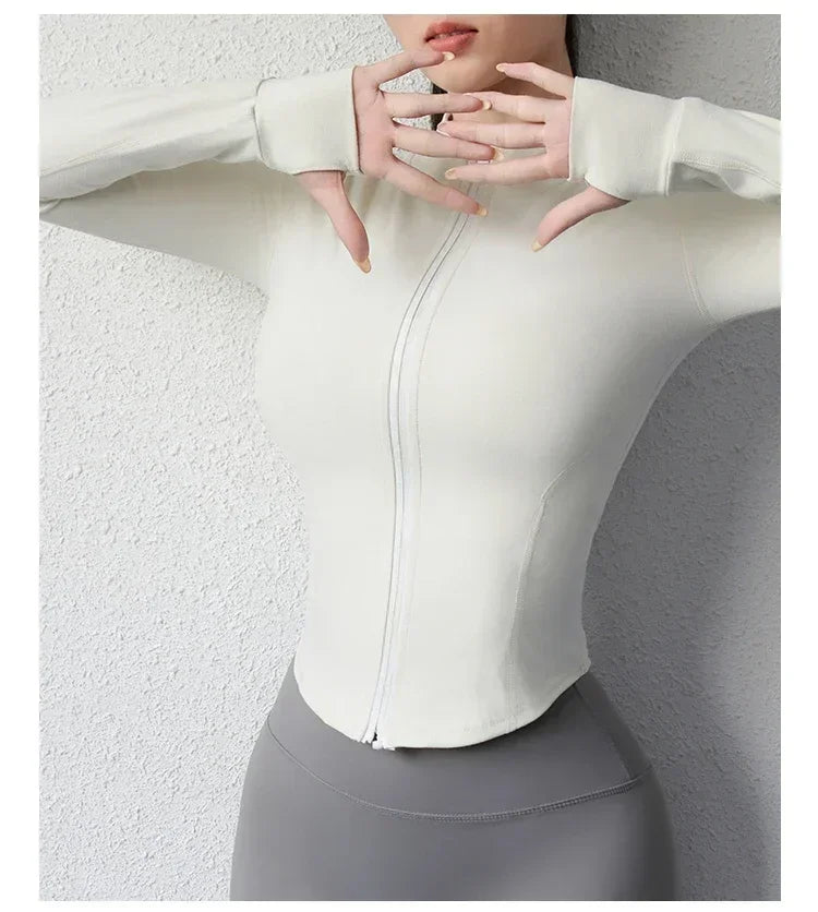 Women's Quick-Dry Yoga Zip Jacket | Slim Fit Long Sleeve Training Top