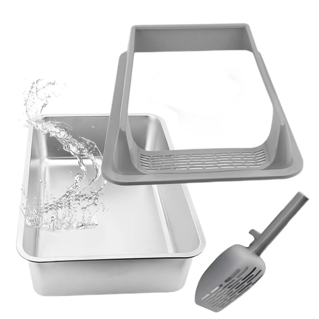 Deepened Semi-Enclosed Cat Litter Box | Splashproof with Scoop & Odor Control