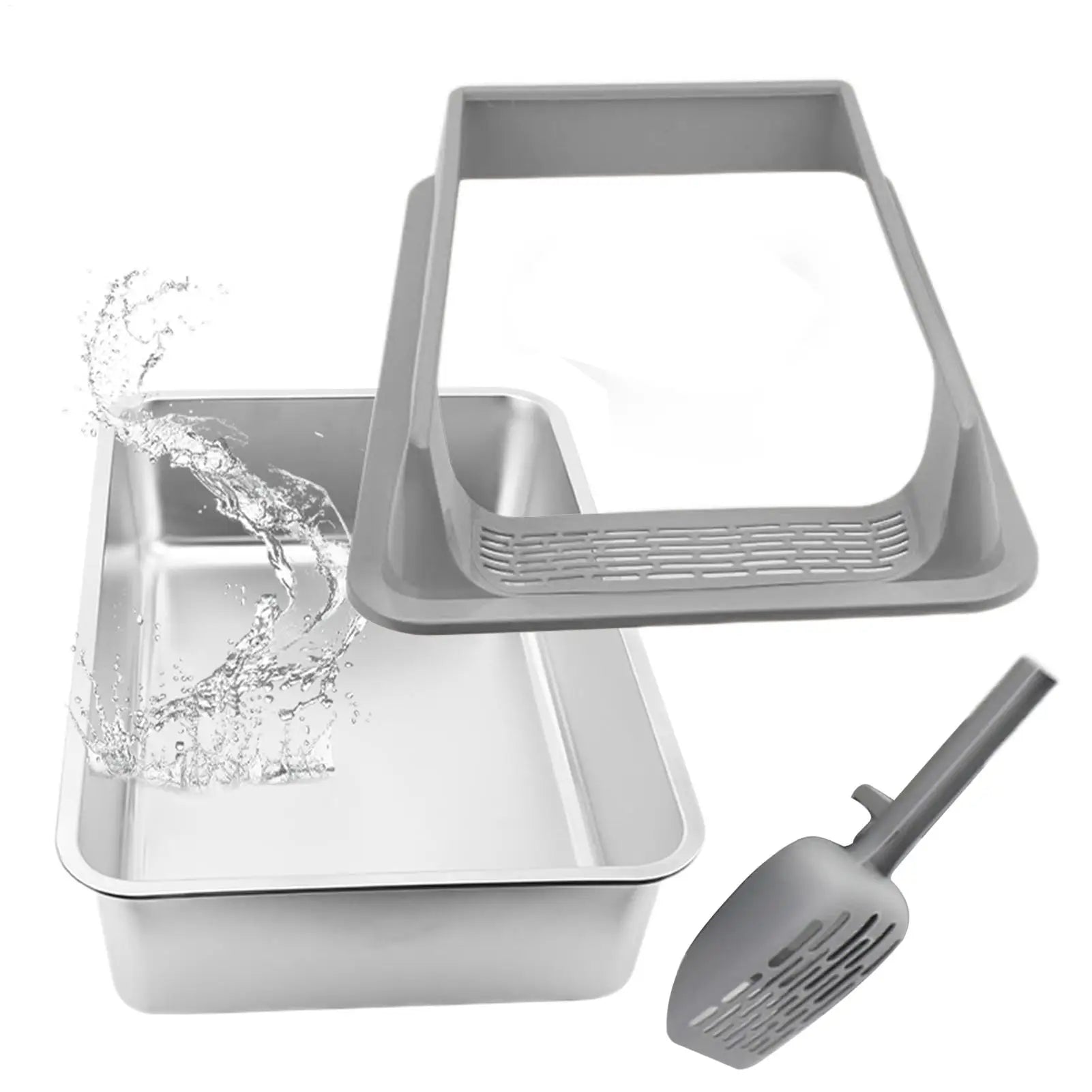 Deepened Semi-Enclosed Cat Litter Box | Splashproof with Scoop & Odor Control