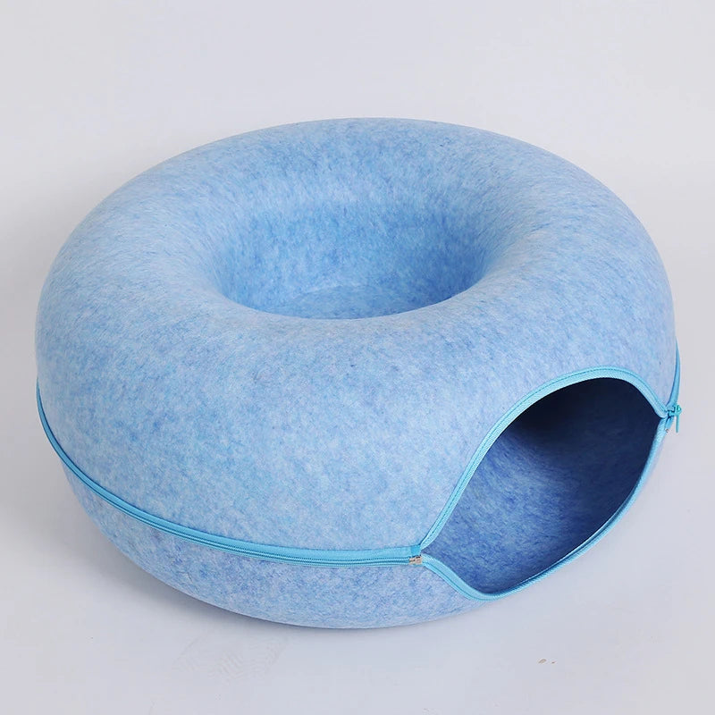 Donut Cat Tunnel Bed | Interactive Felt Play House & Cozy Cat Cave