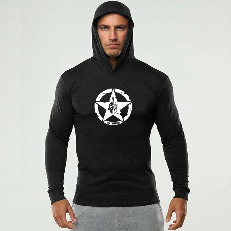 Men's Long Sleeve Gym Hoodie T-Shirt | Bodybuilding & Workout Top