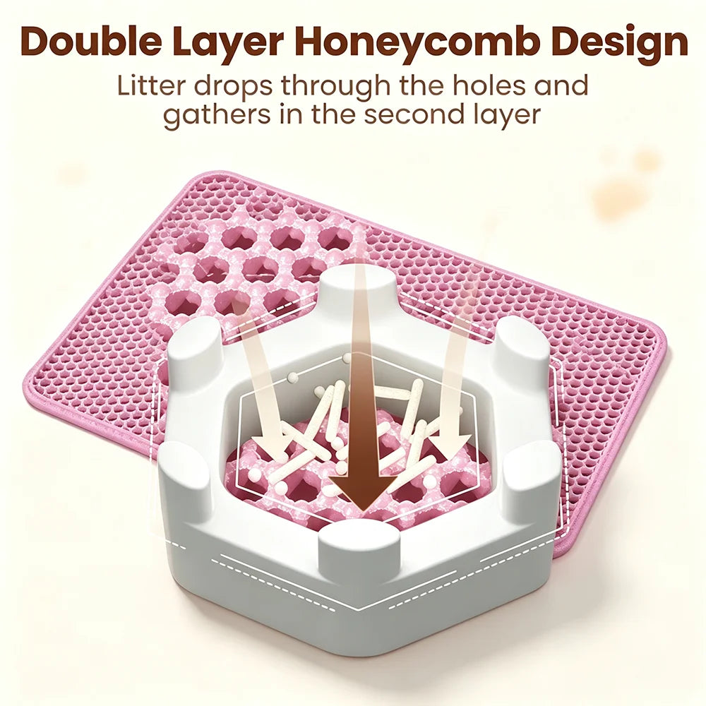 Double-Layer Honeycomb Cat Litter Mat | Waterproof, Non-Slip & Easy to Clean