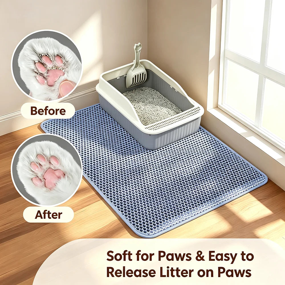 Double-Layer Honeycomb Cat Litter Mat | Waterproof, Non-Slip & Easy to Clean