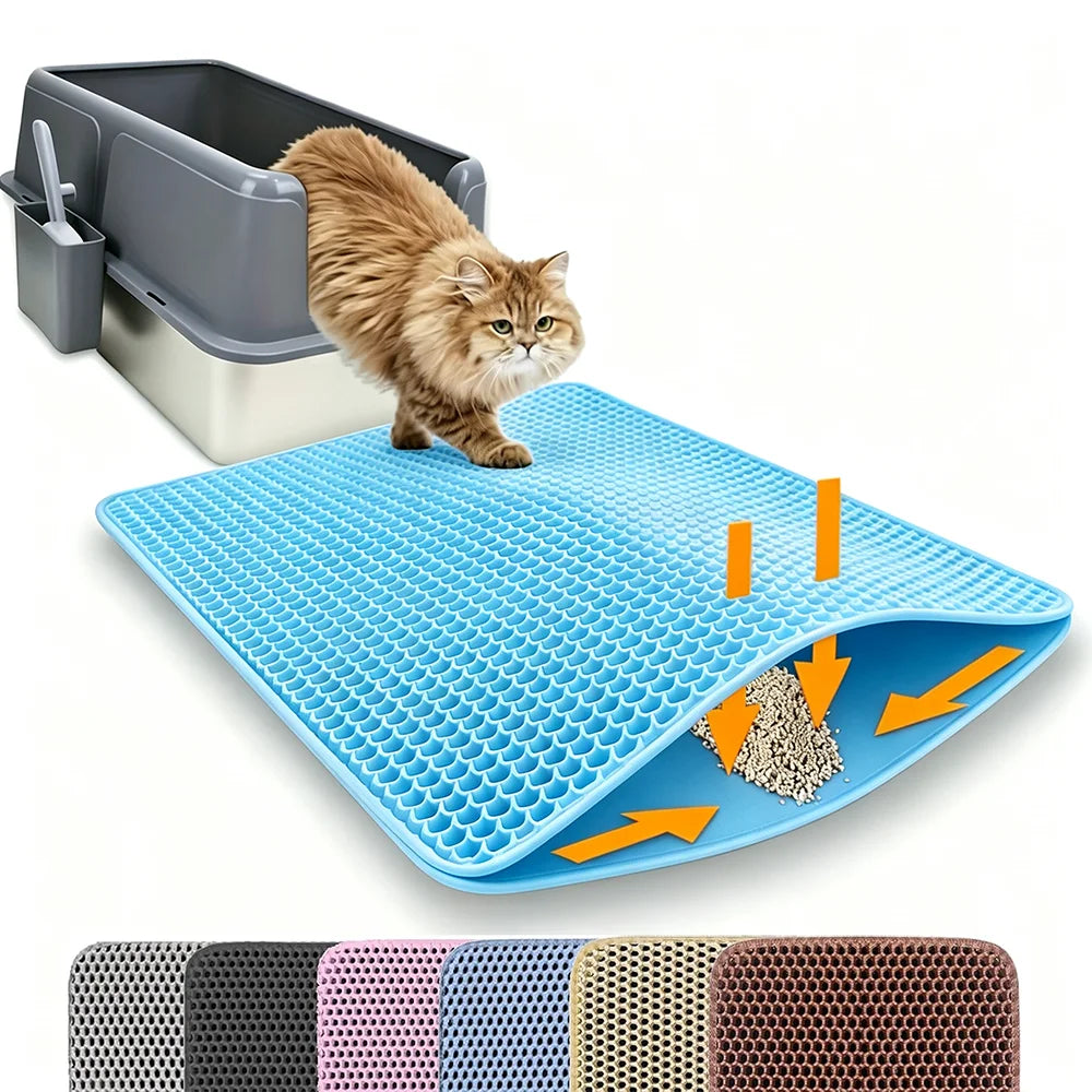 Double-Layer Honeycomb Cat Litter Mat | Waterproof, Non-Slip & Easy to Clean