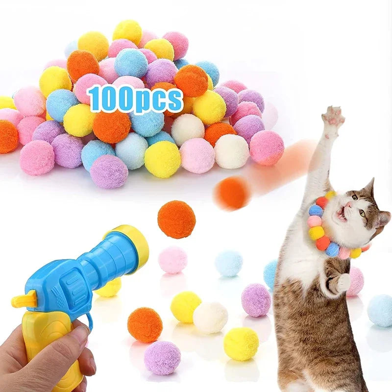 Cat Ball Launcher Toy | Interactive Mini Shooting Gun with Plush Balls