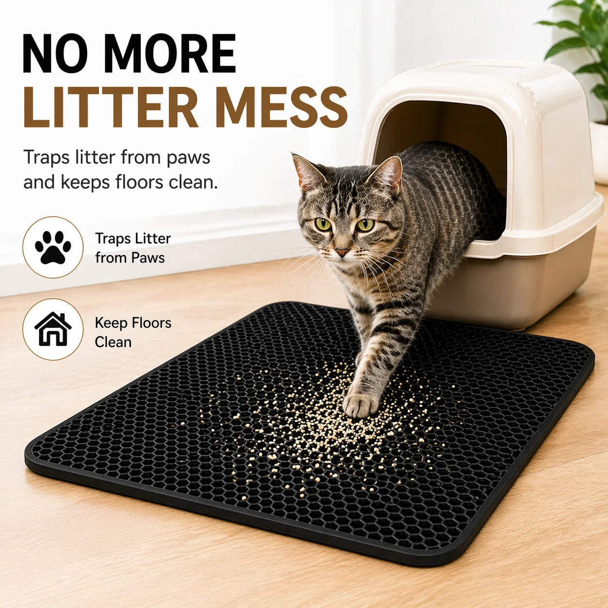 Cat Litter Mat | Honeycomb Double-Layer EVA Trapping Mat for Litter Box