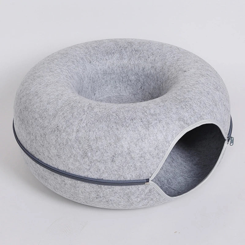 Donut Cat Tunnel Bed | Interactive Felt Play House & Cozy Cat Cave