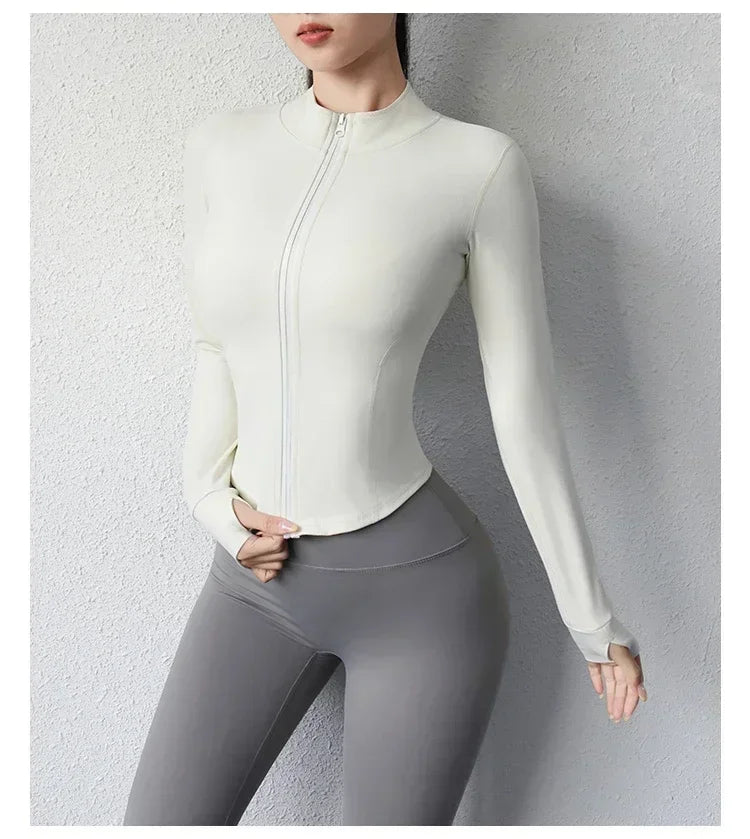 Women's Quick-Dry Yoga Zip Jacket | Slim Fit Long Sleeve Training Top
