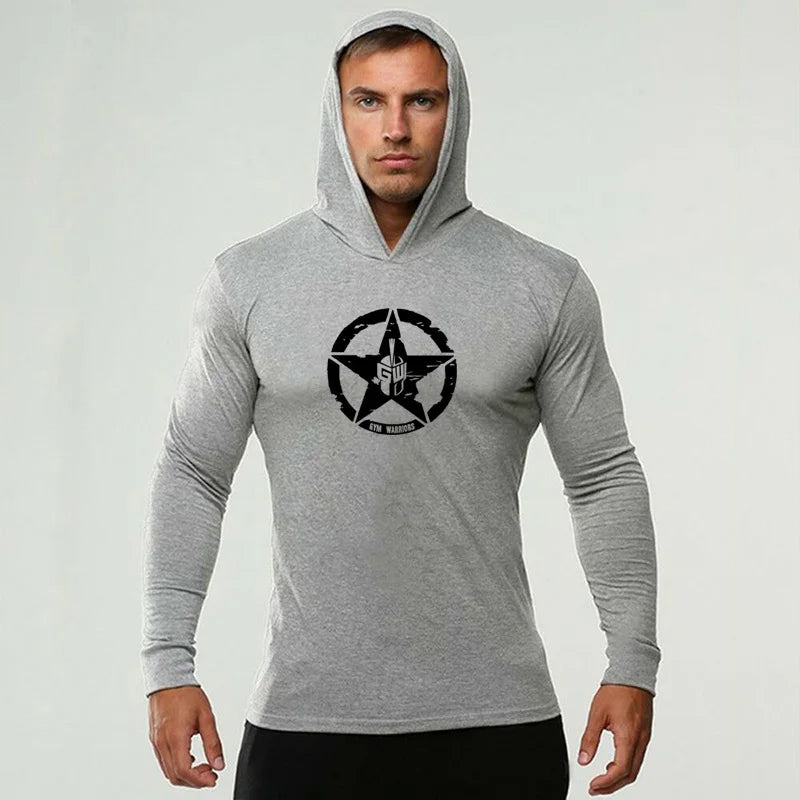 Men's Long Sleeve Gym Hoodie T-Shirt | Bodybuilding & Workout Top