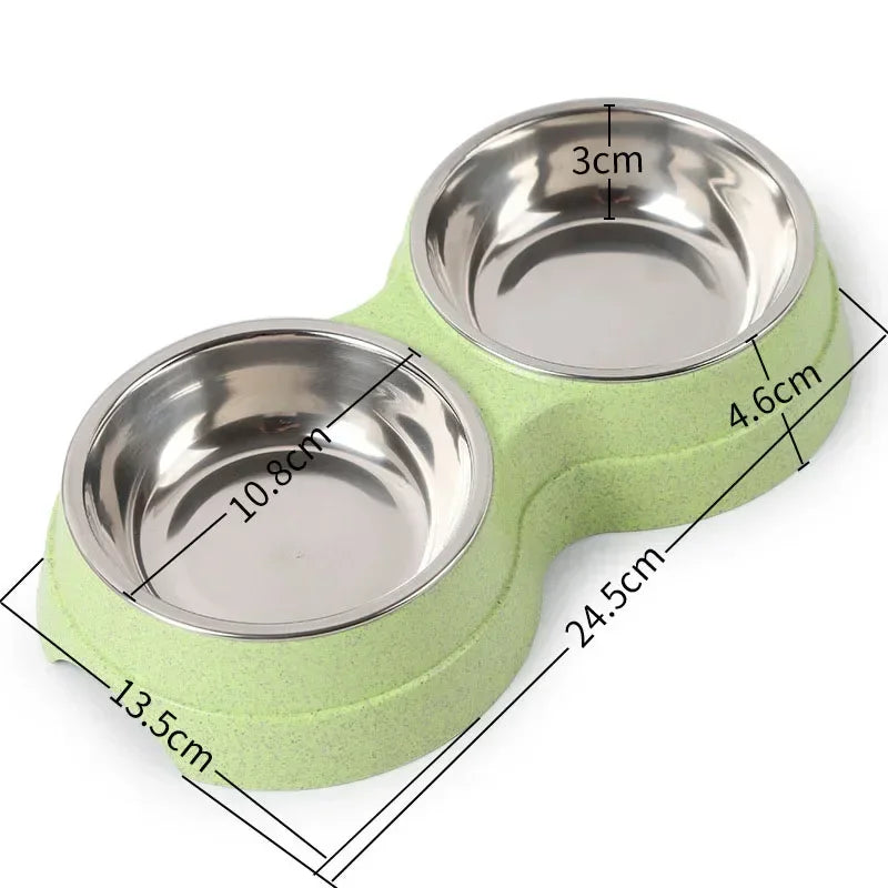 Double Stainless Steel Pet Bowl Stand | Elevated Food & Water Feeder for Dogs & Cats