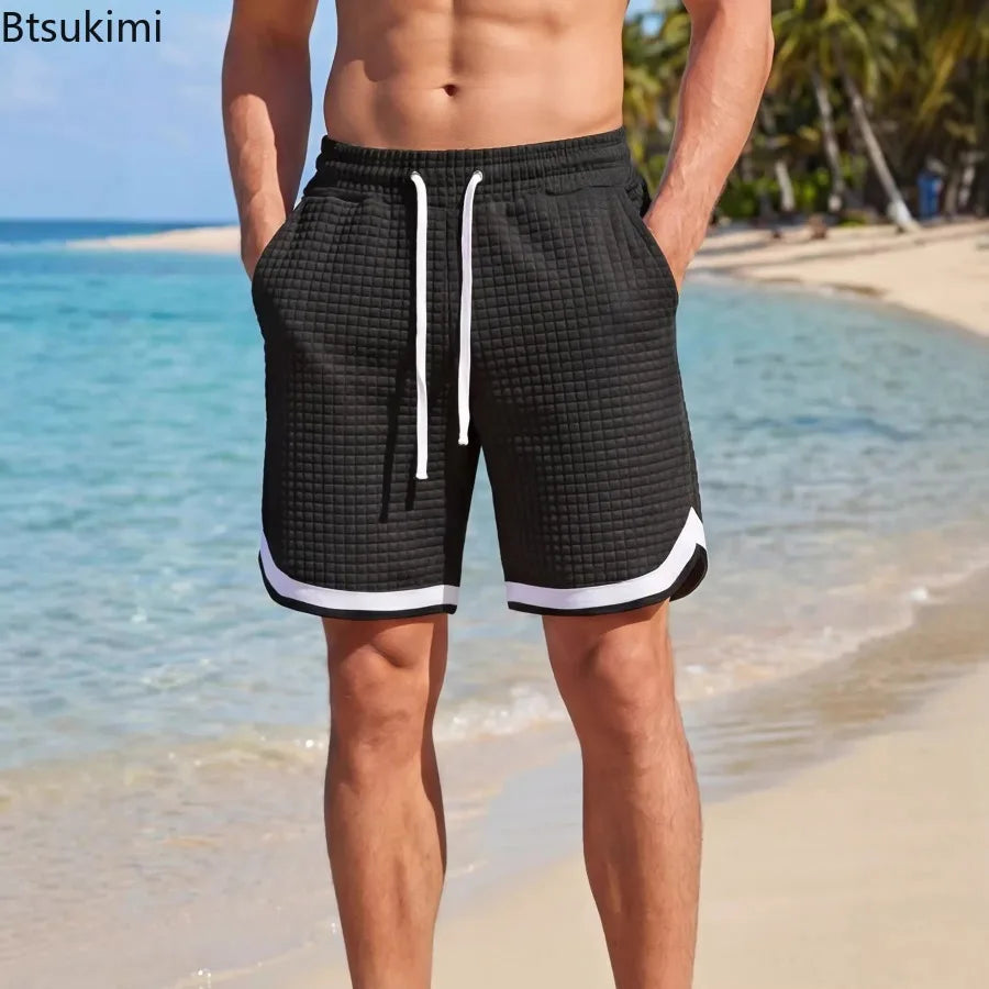 Men's Waffle Weave Athletic Shorts – Breathable Casual Fit