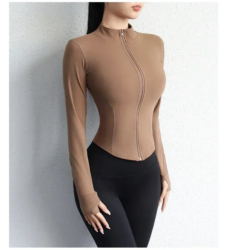 Women's Quick-Dry Yoga Zip Jacket | Slim Fit Long Sleeve Training Top