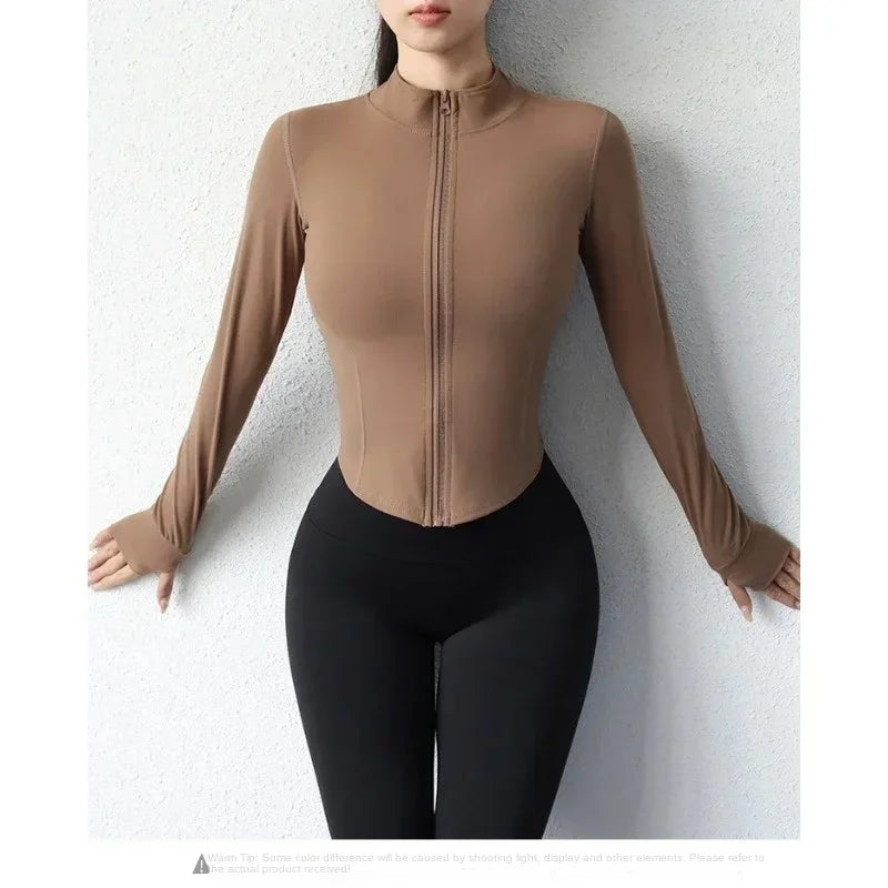 Women's Quick-Dry Yoga Zip Jacket | Slim Fit Long Sleeve Training Top