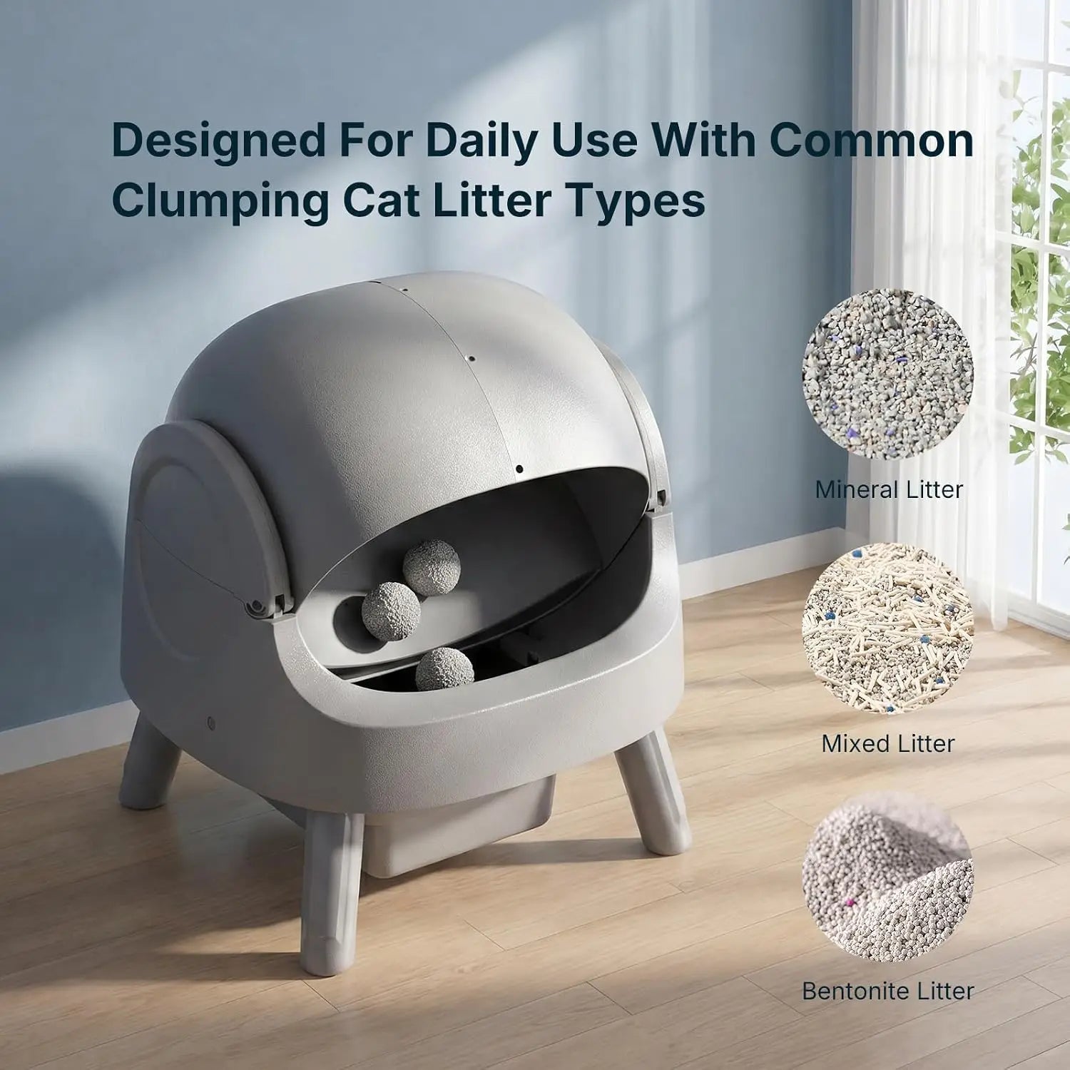 Automatic Self-Cleaning Litter Box | Large Capacity, Low Noise, Open-Top Design