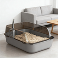 Semi-Enclosed Cat Litter Box | High-Side Splash Guard with Litter Scoop