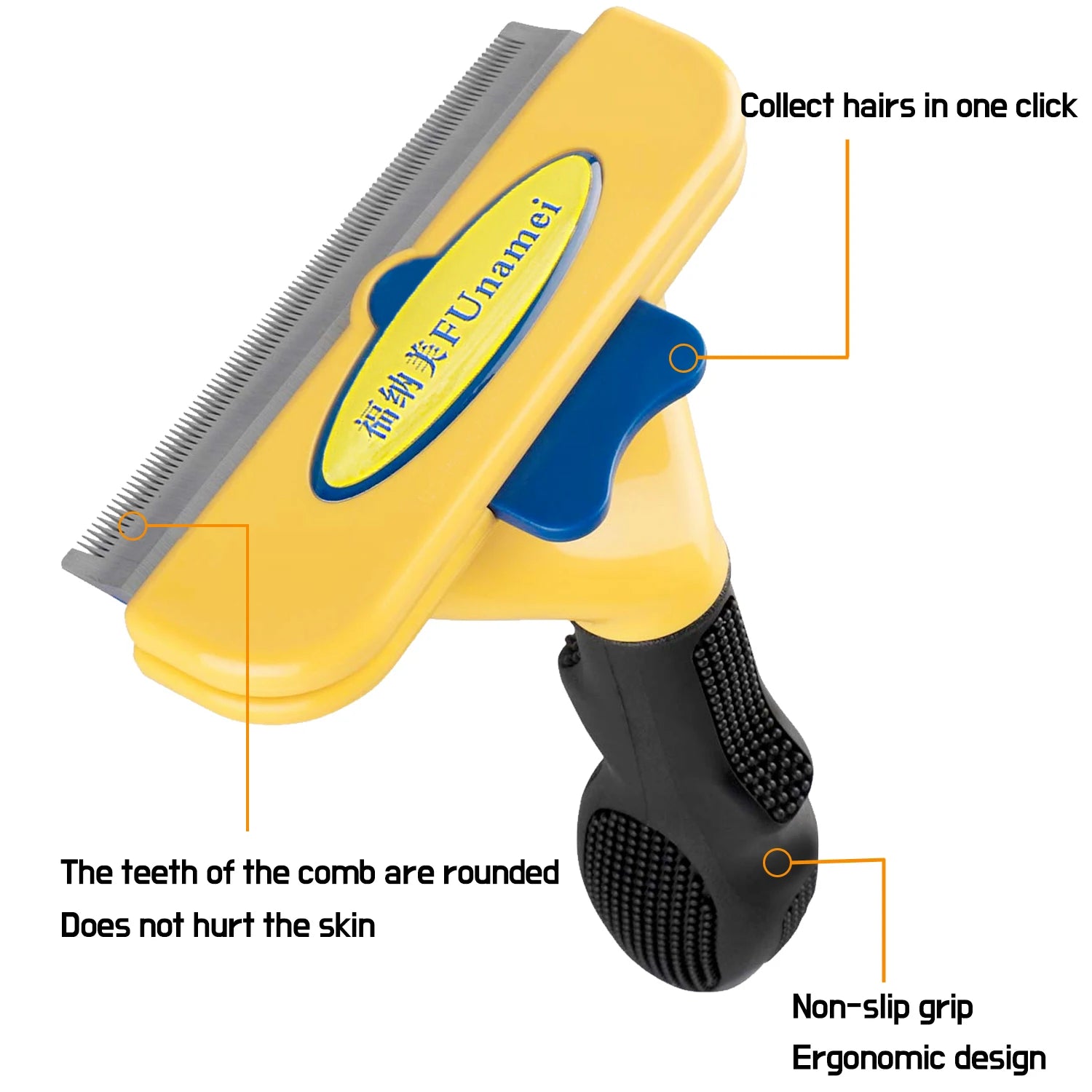 Pet Deshedding Grooming Brush | Hair Remover Comb for Dogs & Cats — Short & Long Hair