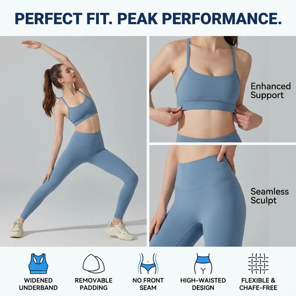 Activewear Set 2-Piece: Sports Bra & High Waist Leggings, Workout Outfit for Yoga, Running, Fitness & Gym Clothing for Women’s