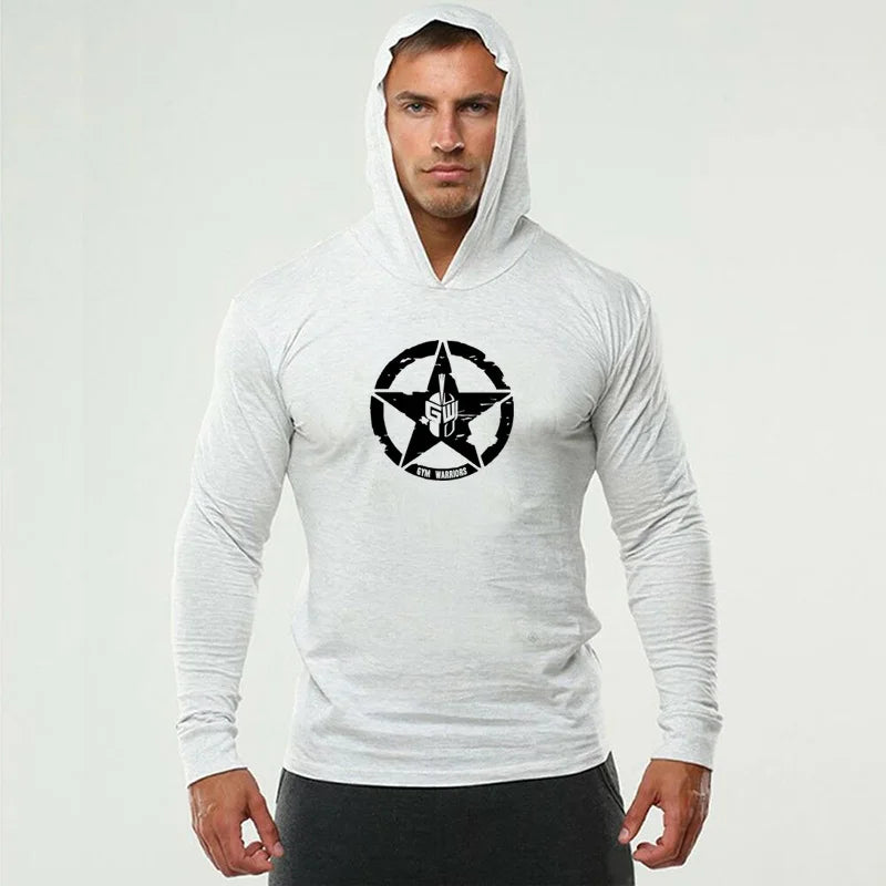 Men's Long Sleeve Gym Hoodie T-Shirt | Bodybuilding & Workout Top