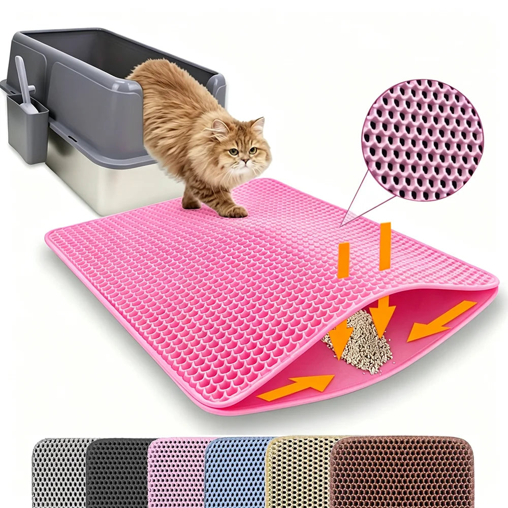 Double-Layer Honeycomb Cat Litter Mat | Waterproof, Non-Slip & Easy to Clean