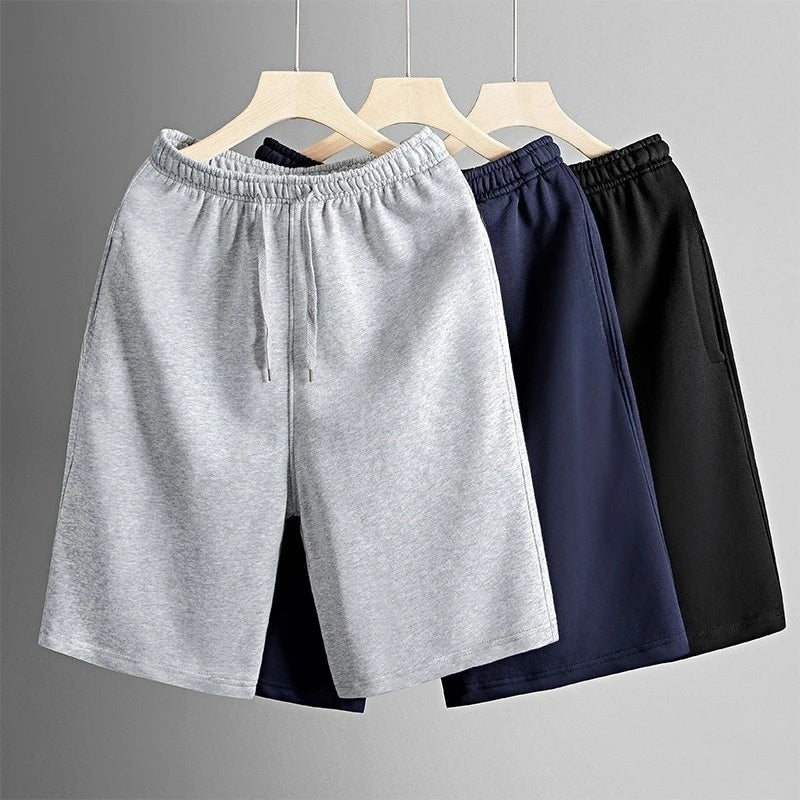 Men's Casual Athletic Shorts with Elastic Waistband and Drawstring Side Pockets - Solid Color, Perfect for Gym Wear
