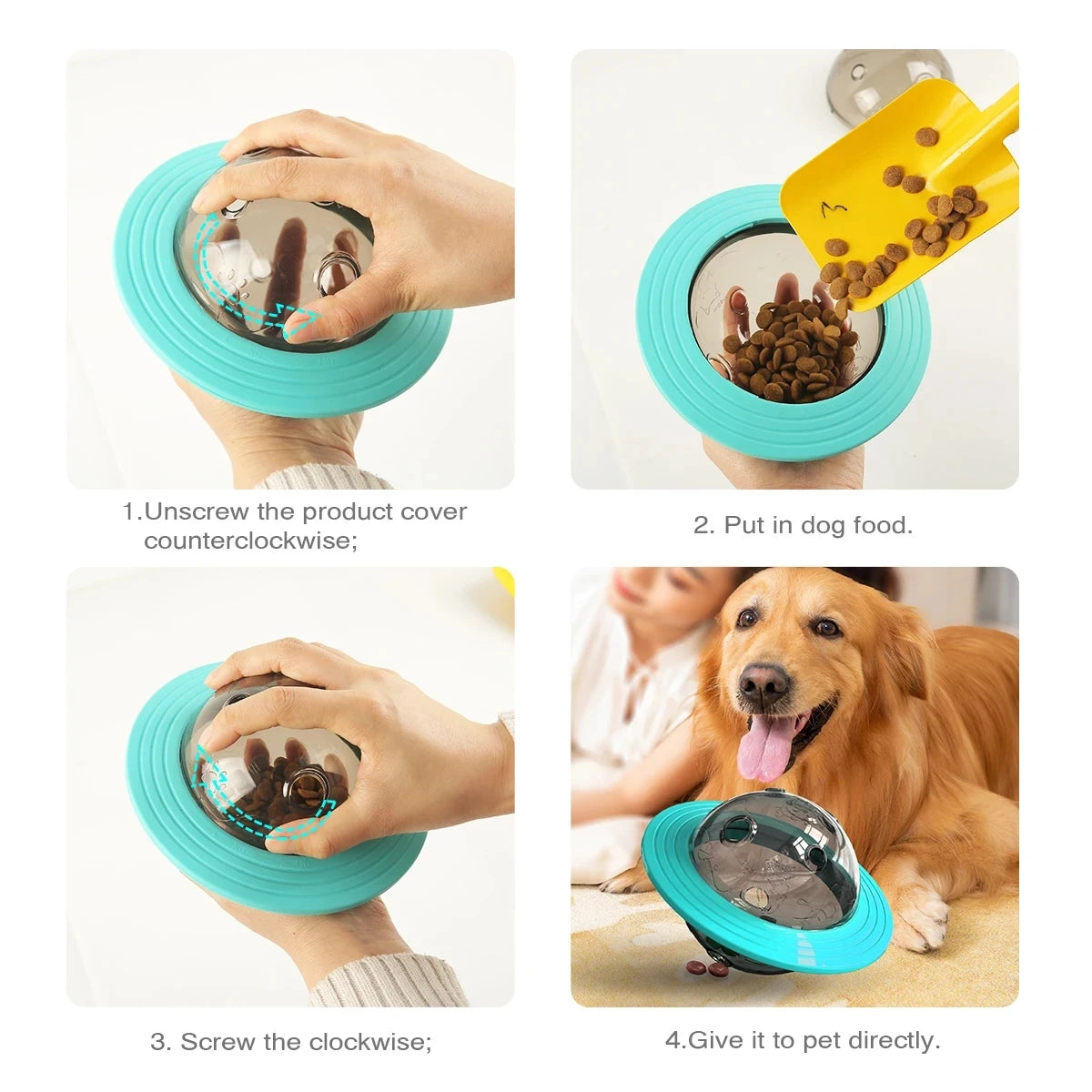 Interactive Dog Treat Dispenser Toy | IQ Training Slow Feeder Flying Disc for Dogs & Cats