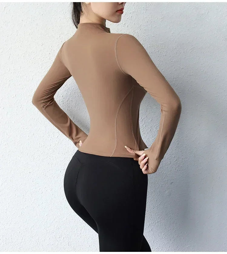Women's Quick-Dry Yoga Zip Jacket | Slim Fit Long Sleeve Training Top