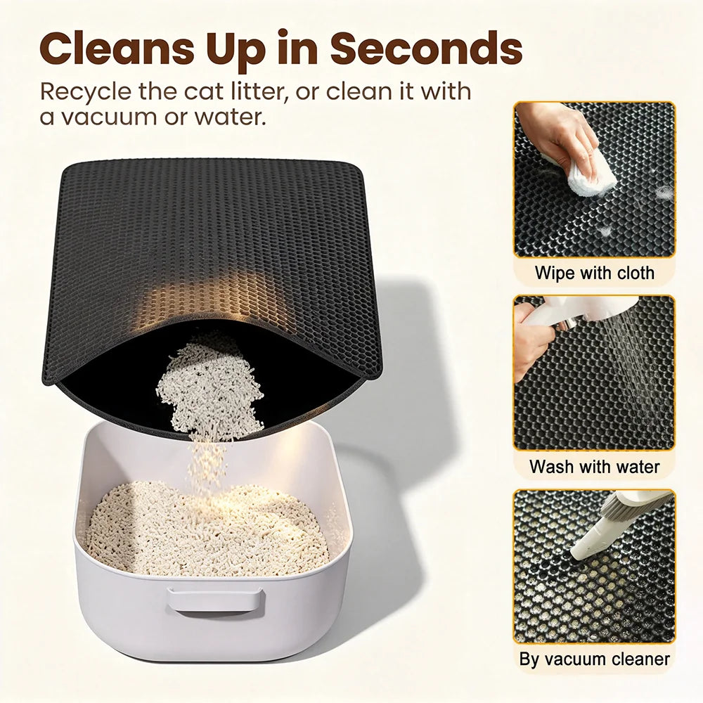 Double-Layer Honeycomb Cat Litter Mat | Waterproof, Non-Slip & Easy to Clean