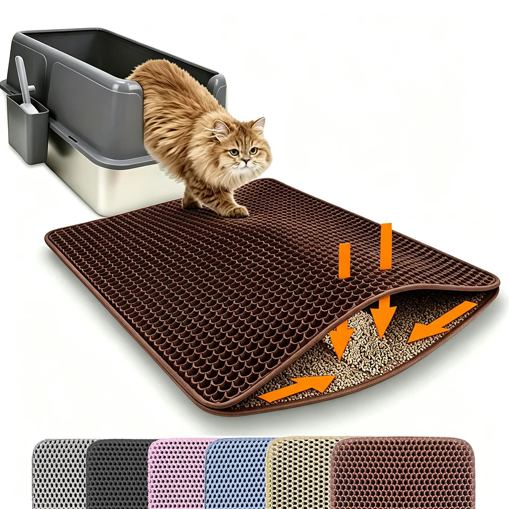 Double-Layer Honeycomb Cat Litter Mat | Waterproof, Non-Slip & Easy to Clean