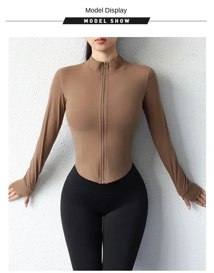 Women's Quick-Dry Yoga Zip Jacket | Slim Fit Long Sleeve Training Top