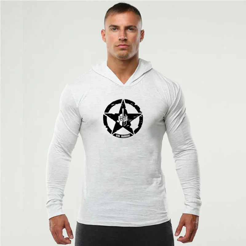Men's Long Sleeve Gym Hoodie T-Shirt | Bodybuilding & Workout Top