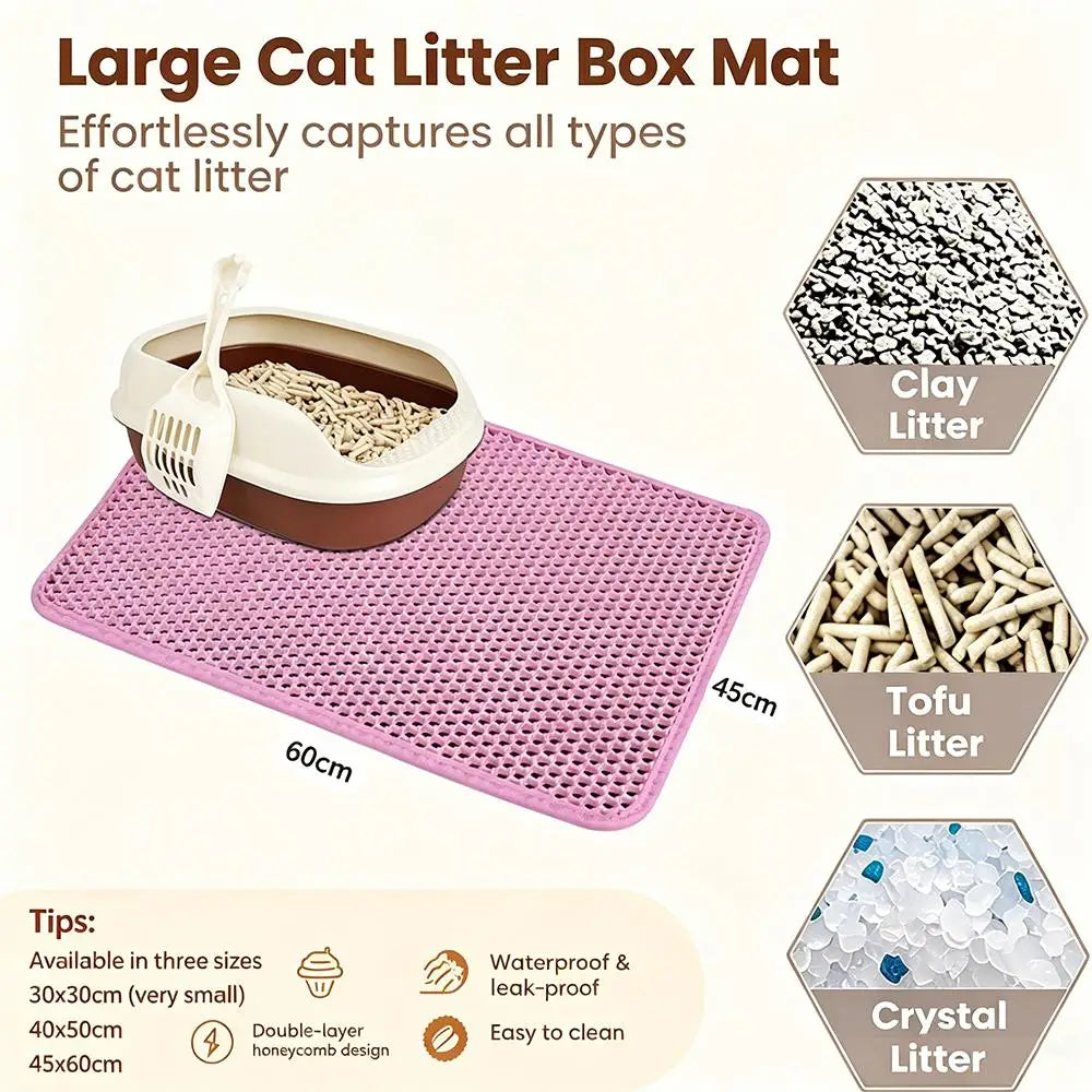 Double-Layer Honeycomb Cat Litter Mat | Waterproof, Non-Slip & Easy to Clean