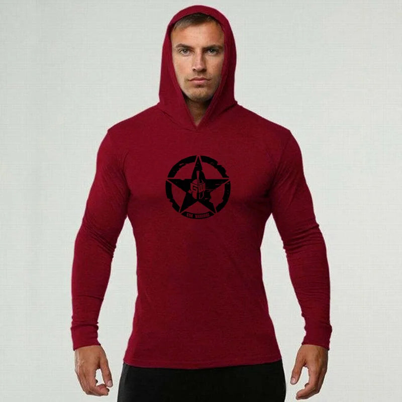 Men's Long Sleeve Gym Hoodie T-Shirt | Bodybuilding & Workout Top