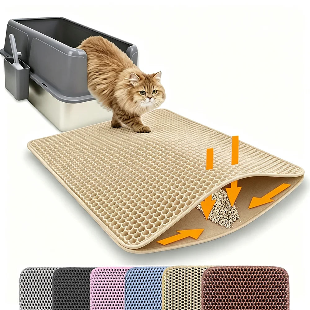 Double-Layer Honeycomb Cat Litter Mat | Waterproof, Non-Slip & Easy to Clean