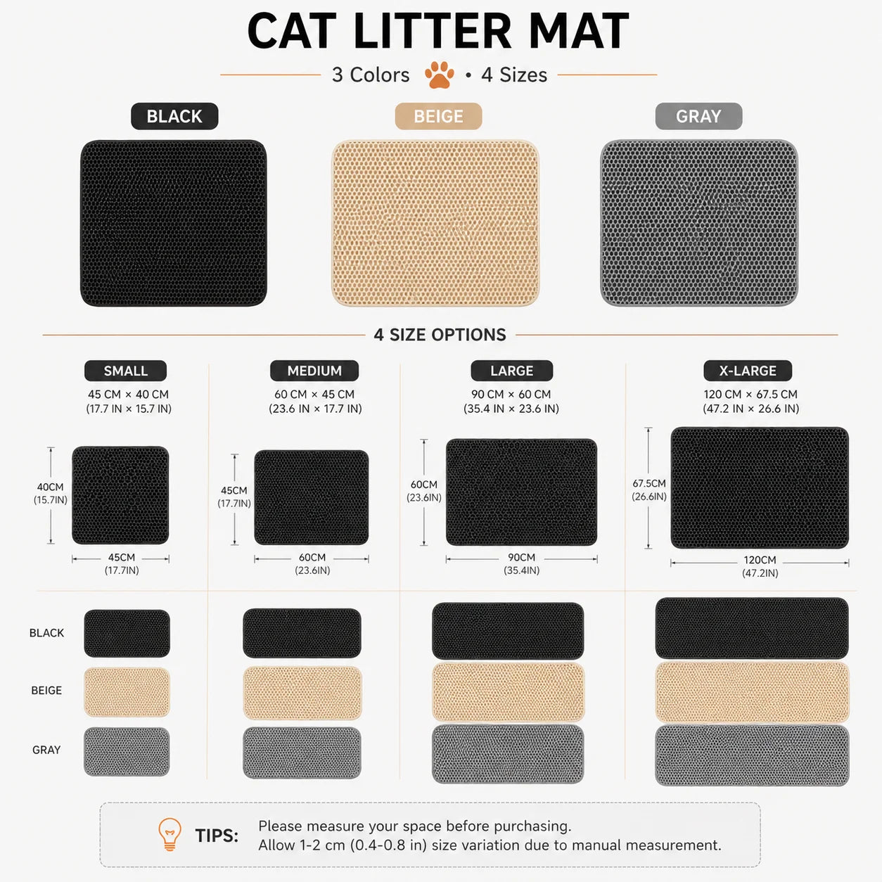 Cat Litter Mat | Honeycomb Double-Layer EVA Trapping Mat for Litter Box