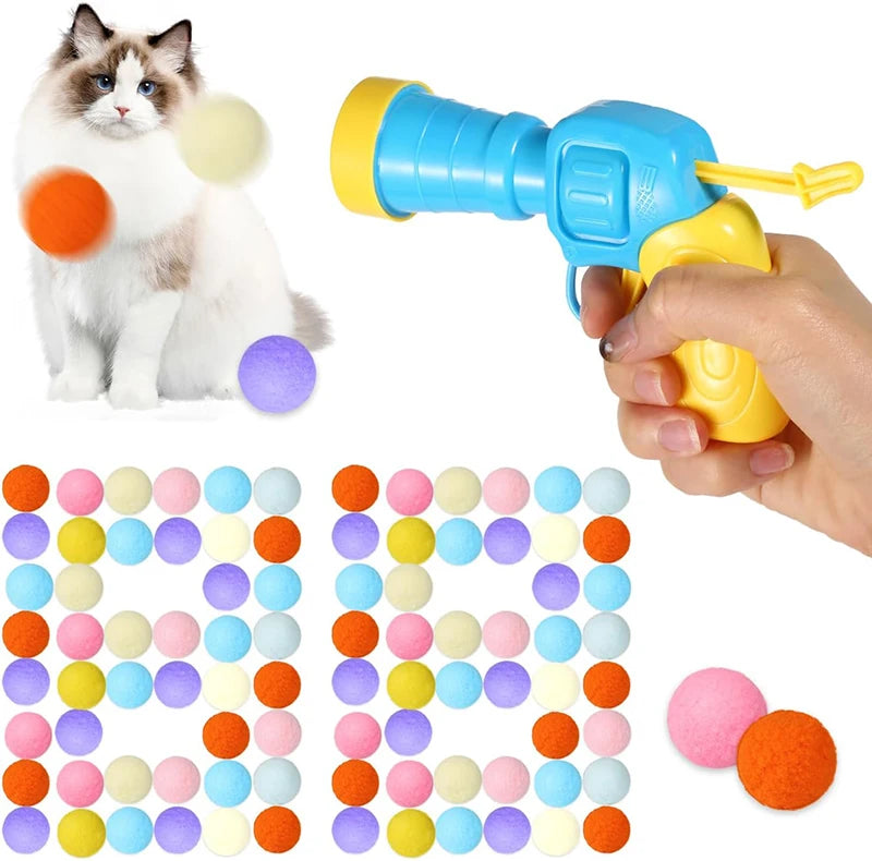 Cat Ball Launcher Toy | Interactive Mini Shooting Gun with Plush Balls