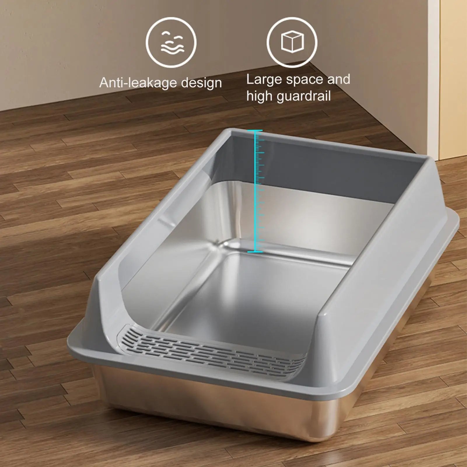 Deepened Semi-Enclosed Cat Litter Box | Splashproof with Scoop & Odor Control