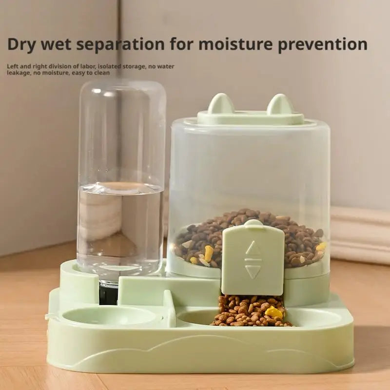 Pet Feeder Dual Food Bowl All-in-One Automatic Food Water Dispenser Large Capacity Food Storage Dispenser Pet Supplies