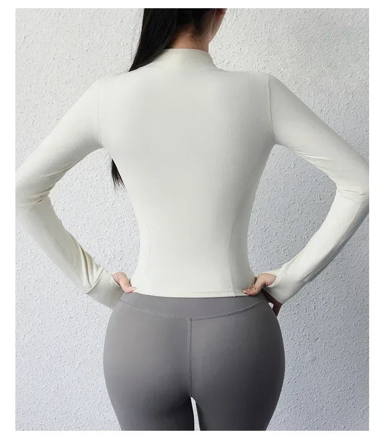 Women's Quick-Dry Yoga Zip Jacket | Slim Fit Long Sleeve Training Top